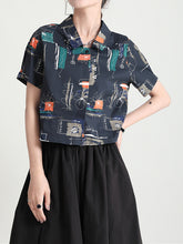 Vintage Lapel Printed Floral Casual Shirt
